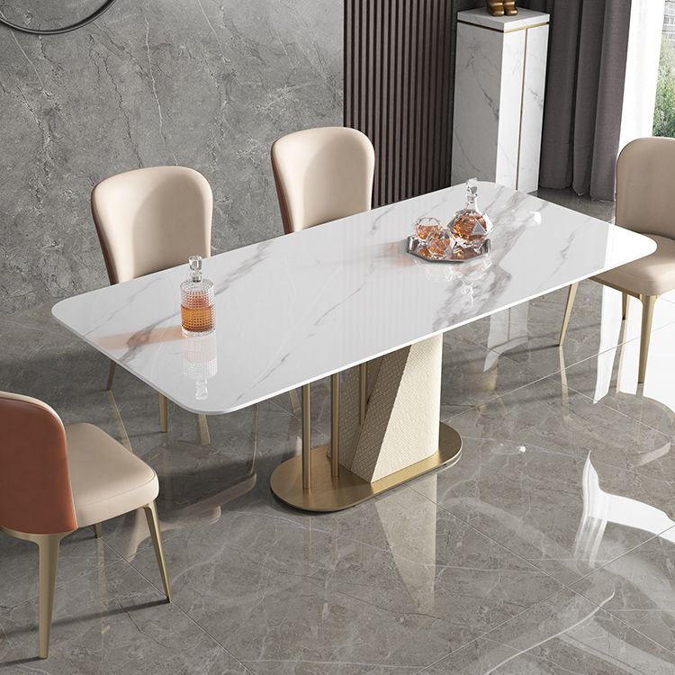 Goldener Sockel Casual Esstisch Traditioneller Luxus -Rechteck Esstisch