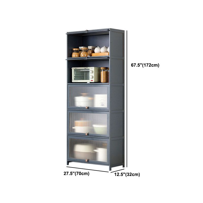 Puertas de vidrio gris Servidor de comedor Servidor de bambú contemporáneo para cocina