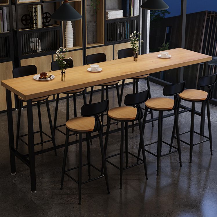 Solid Wood Bar Dining Table Industrial Bar Dining Table with Black Trestle Base Clearhalo 'Bar Furniture' 'Bar Tables' 'bar_tables' 'furn' 'furn_bar_tables' 'Furniture' 'furniture_bar_tables' 'Kitchen & Dining Furniture' 1200x1200_d14a661a-e2a0-43ff-a2be-07135159db96