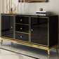 Glam Sideboard Buffet Mirrored 3 Drawers and 2 Doors Cabinets Buffet Sideboard Clearhalo 'buffet_sideboard' 'Buffets & Sideboards' 'furn' 'furn_buffet_sideboard' 'Furniture' 'Kitchen & Dining Furniture' 1200x1200_d14b823f-b7a7-4316-8dbe-b6bf044900ff