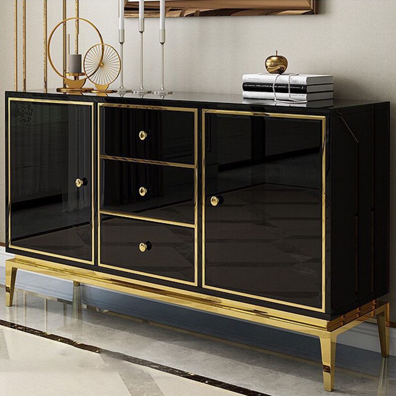 Glam Sideboard Buffet Mirrored 3 Drawers and 2 Doors Cabinets Buffet Sideboard Clearhalo 'buffet_sideboard' 'Buffets & Sideboards' 'furn' 'furn_buffet_sideboard' 'Furniture' 'Kitchen & Dining Furniture' 1200x1200_d14b823f-b7a7-4316-8dbe-b6bf044900ff