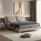 Glam Genuine Leather Solid Color Mattress Includedwith Headboard Bed Frame