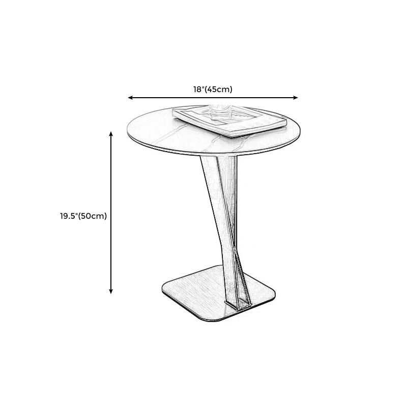 Modern Style Black Metal Iron Base Grey/black/white Slate Top Round Side Table