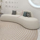 White Wool Curved Sofa Nordic 39.4" D Armless Sofa with Pillows