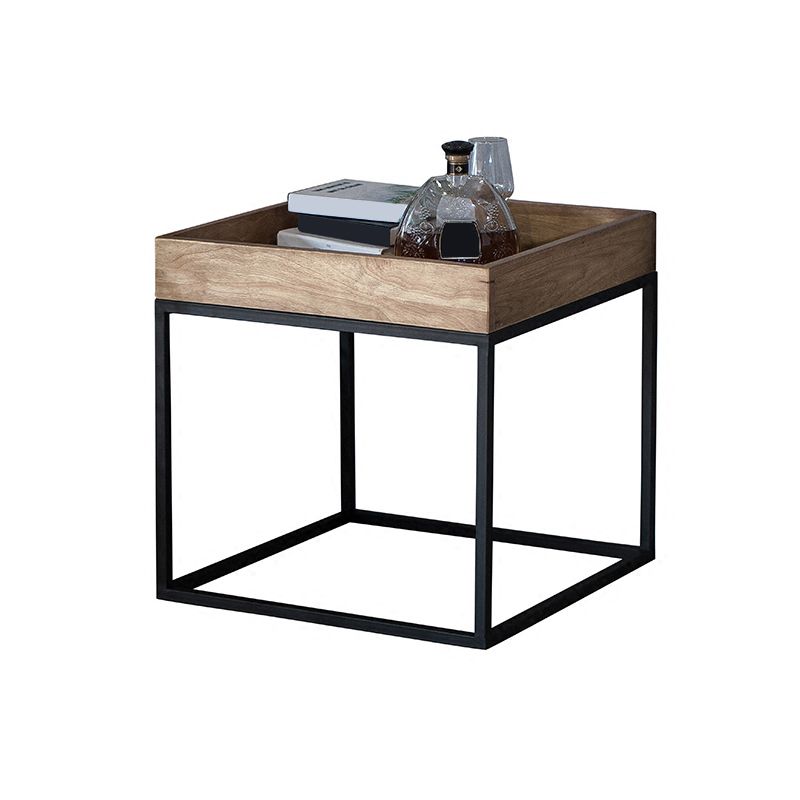 21.65" Tall Tray Top End Table Wood and Metal Frame Accent Side Table