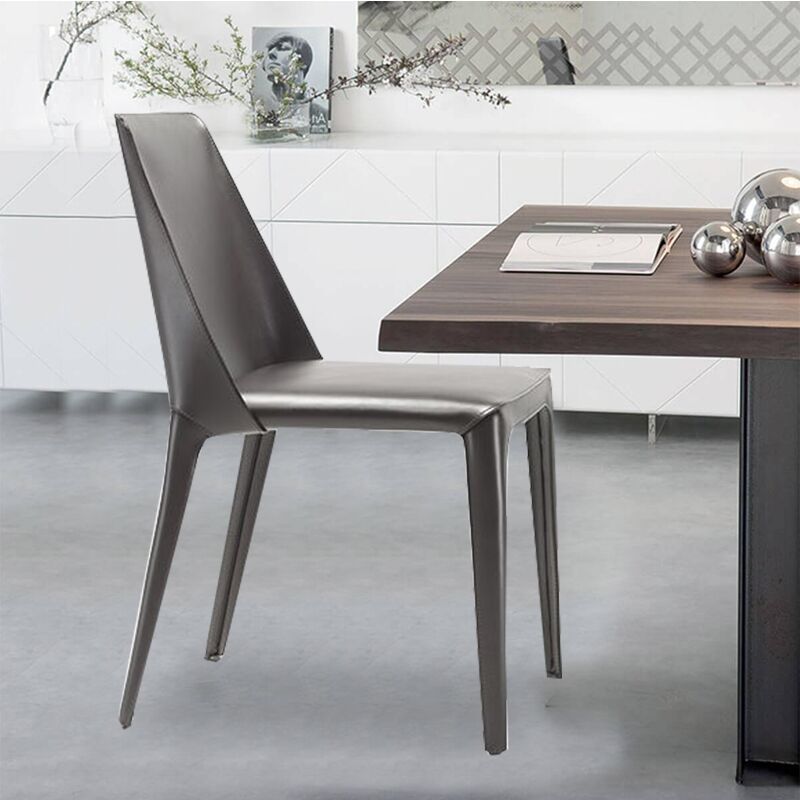 Modern Dining Chair 18'' Wide Solid Back Chair with 4 Legs for Home Use Clearhalo ' kitchen&dining_furn' 'Dining Chairs' 'Dining Tables & Seating' 'dining_chair' 'furn' 'furn_dining_chair' 'Furniture' 'furniture_dining_chair' 'Kitchen & Dining Furniture' 'kitchen' 1200x1200_d14ecb60-5e62-42ed-92cd-d5d86d474109