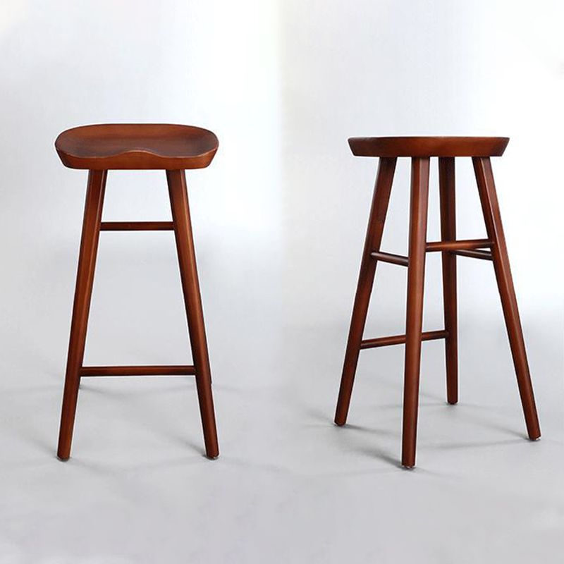 Industrial Armless Bar Stools Wood Dining Stool with Footrest Clearhalo 'Bar Furniture' 'Bar Stools' 'bar_stools' 'furn' 'furn_bar_stools' 'Furniture' 'Kitchen & Dining Furniture' 1200x1200_d14f8199-28b8-499a-8058-ef3e3911d79f