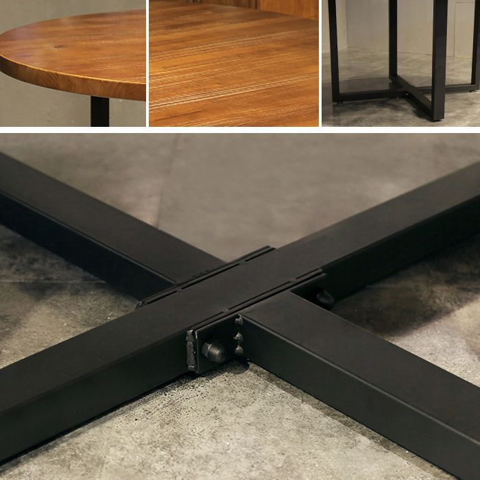 Tavolo da pranzo rotondo moderno tavolo da base in legno naturale in legno nero senza sedia