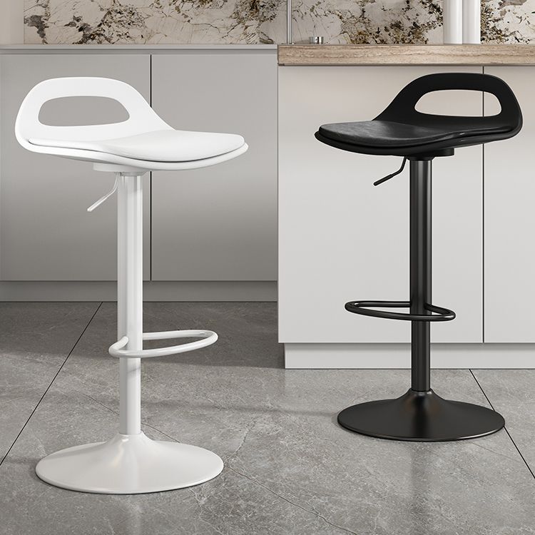 Modern Adjustable Height Swivel Low Back Bar Stools with Metal Base