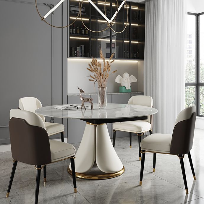 Traditional Luxury Round Dining Table Sintered Stone Table with Pedestal Base Clearhalo ' dining_table' 'Dining Tables & Seating' 'Dining Tables' 'furn' 'furn_dining_table' 'Furniture' 'furniture_dining_table' 'Kitchen & Dining Furniture' 'kitchen&dining_furn' 'kitchen' 'kitchen_dining_table' 1200x1200_d153325c-58b0-47e9-8922-b5e6461b0c6f