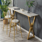 Glam Marble Bar Table with Rectangle Table Top Double Pedestal Table - 41.3" H Clearhalo 'Bar Furniture' 'Bar Tables' 'bar_tables' 'furn' 'furn_bar_tables' 'Furniture' 'furniture_bar_tables' 'Kitchen & Dining Furniture' 1200x1200_d1533691-a623-410c-a859-c896a57a14a5