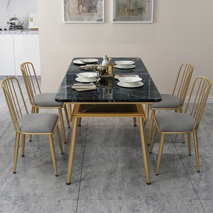 Rectangle Marble Dining Site Table Traditional Luxury Dining Room Collection with 4-foot Clearhalo ' dining_table' 'Dining Tables & Seating' 'Dining Tables' 'furn' 'furn_dining_table' 'Furniture' 'furniture_dining_table' 'Kitchen & Dining Furniture' 'kitchen&dining_furn' 'kitchen' 'kitchen_dining_table' 1200x1200_d153e9f5-93f3-4289-a6dc-b242d0c75681