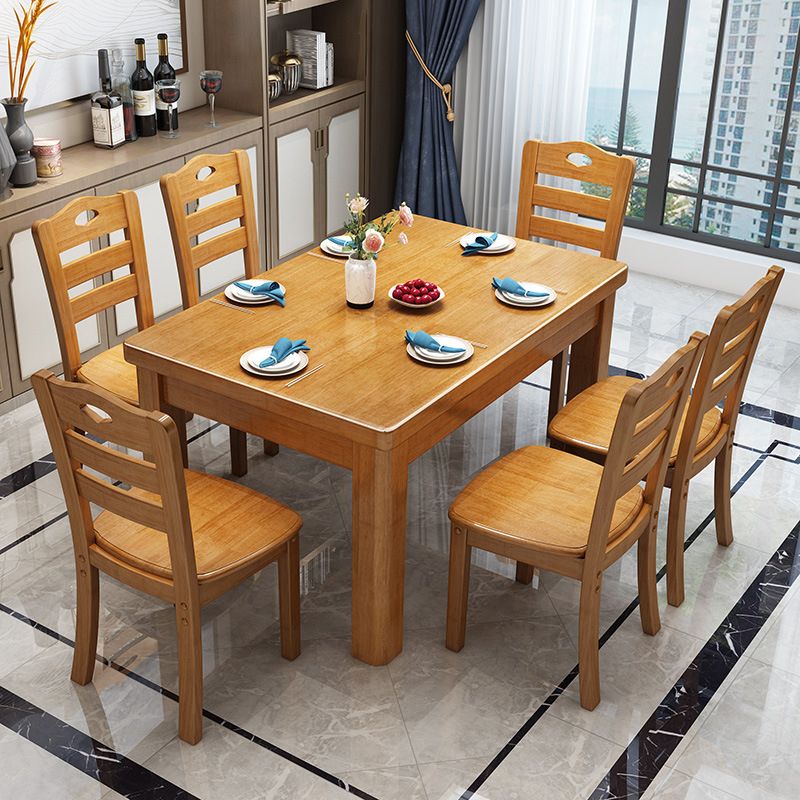 Rubberwood Solid Wood Dining Table Contemporary Dining Table Clearhalo 'Dining Tables & Seating' 'Dining Tables' 'dining_table' 'furn' 'furn_dining_table' 'Furniture' 'Kitchen & Dining Furniture' 1200x1200_d1567e2f-7380-4b2a-b58e-3758f5670036