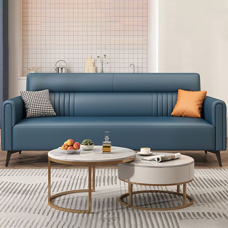 縫う枕バックスクエアアームコットンブレンドとフェイクレザーのセッピーソファ