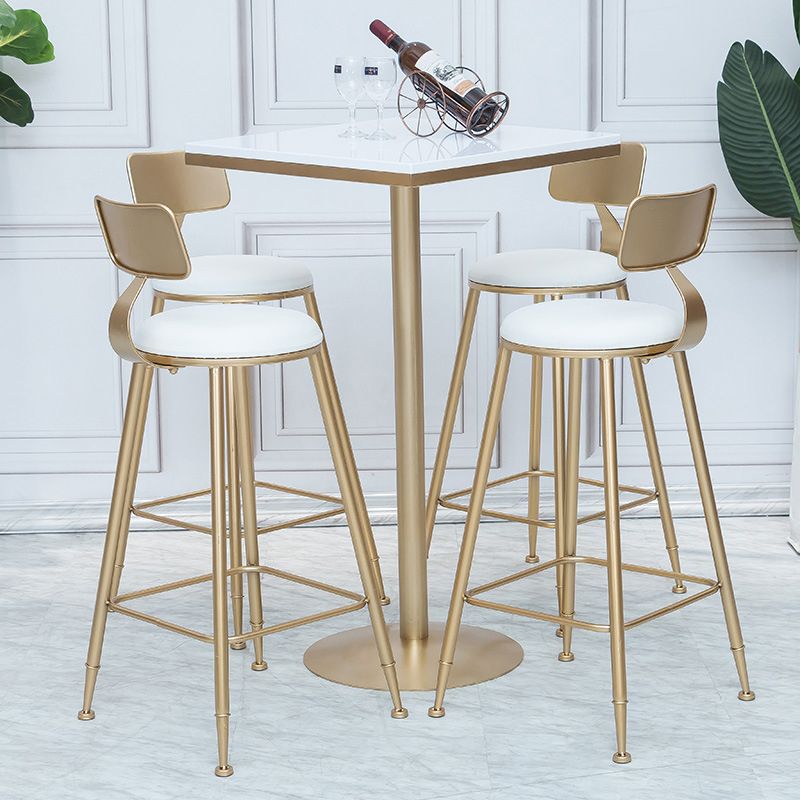 Gold Metal Base Bar Table Glam Round Faux Marble Bar Table for Dining Room Clearhalo 'Bar Furniture' 'Bar Tables' 'bar_tables' 'furn' 'furn_bar_tables' 'Furniture' 'Kitchen & Dining Furniture' 1200x1200_d15752e9-15d0-4238-9197-96ce06a67ea6
