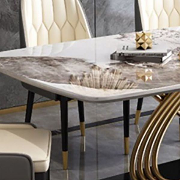 Glam Style Furniture Rectangle Stone Dining Room Table for Dining Room Clearhalo 'Dining Tables & Seating' 'Dining Tables' 'dining_table' 'furn' 'furn_dining_table' 'Furniture' 'Kitchen & Dining Furniture' 1200x1200_d1579fae-216a-4ca2-b999-c6cf86a631b5