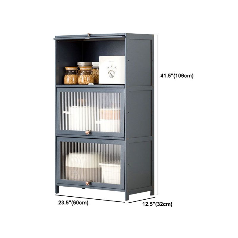 Puertas de vidrio gris Servidor de comedor Servidor de bambú contemporáneo para cocina