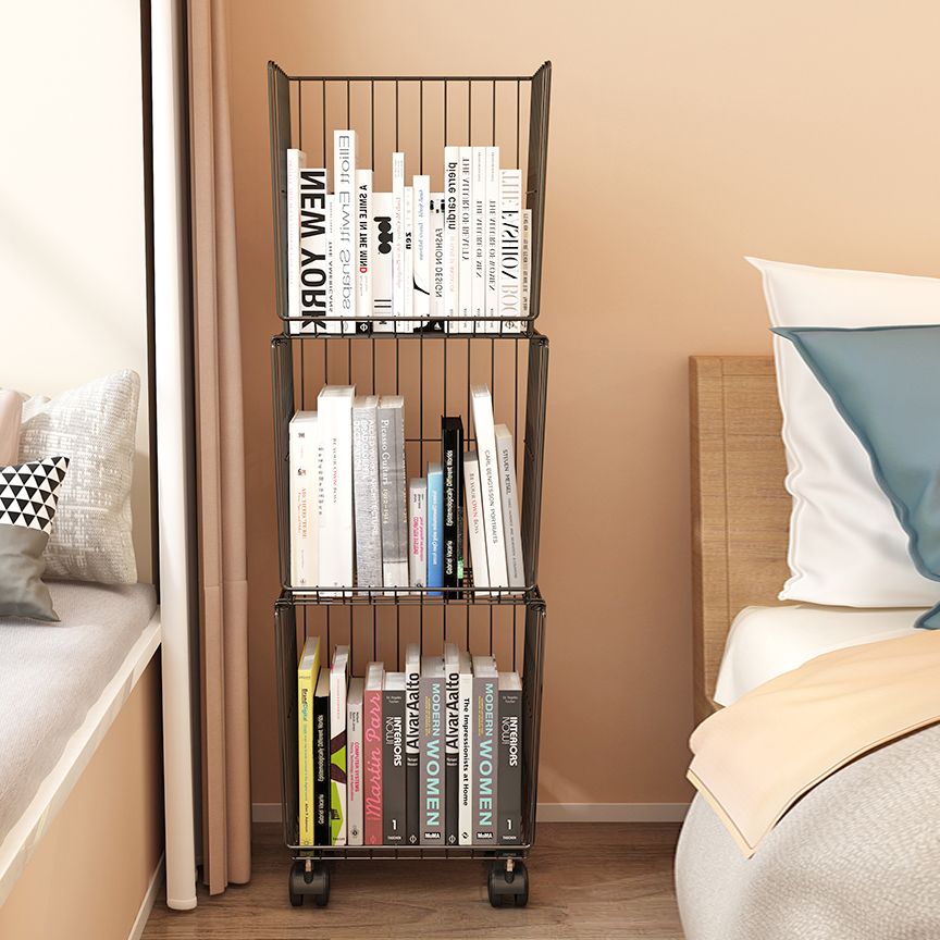Industrial Iron Closed Back Bookshelf Black and White Bookcase for Home Clearhalo 'Bookcases' 'furn' 'furn_bookcases' 'Furniture' 'furniture_bookcases' 'Office Furniture' 1200x1200_d15a5d4c-8d28-491d-95e7-4e77e3c1ae18