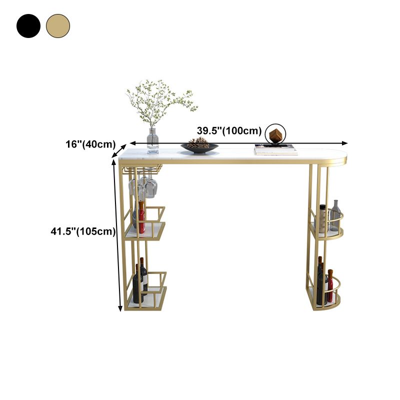 Glam Style Stone Bar Table 42-inch Height Metal Base Bistro Table for Dining Room Clearhalo 'Bar Furniture' 'Bar Tables' 'bar_tables' 'furn' 'furn_bar_tables' 'Furniture' 'furniture_bar_tables' 'Kitchen & Dining Furniture' 1200x1200_d15b2356-6dbc-48a7-a7d8-d9bf887458e1