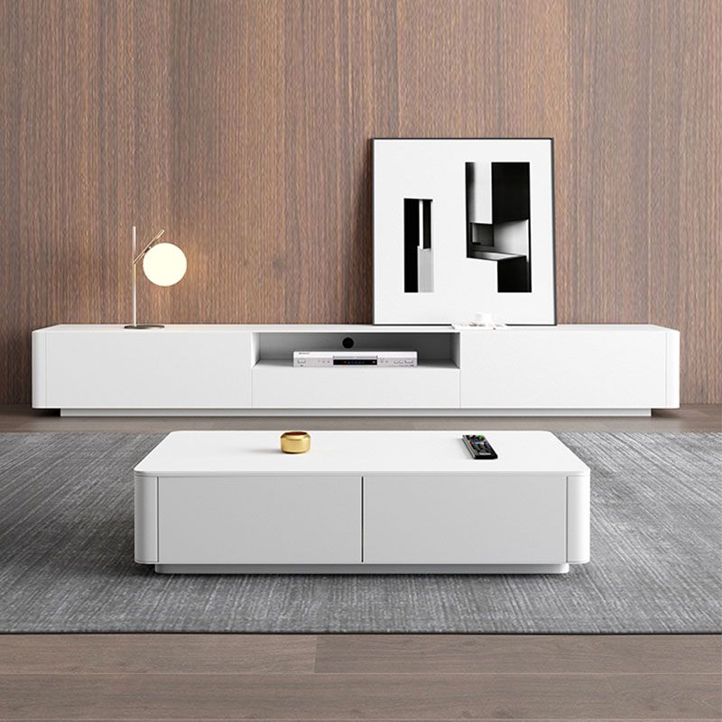 Contemporary TV Console White Wooden TV Media Stand for Living Room Clearhalo 'furn' 'furn_tv_stands_entertainment_centers' 'Furniture' 'Living Room Furniture' 'TV Stands & Entertainment Centers' 'TV Stands & Media Storage Furniture' 'tv_stands_entertainment_centers' 1200x1200_d15c4e29-9ffe-49cd-a088-a83987410e67