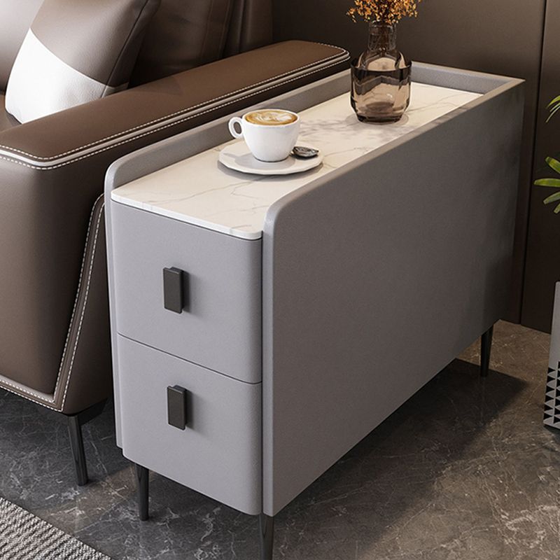 Rectangular Pine 4 Legs Side Table 11.8" Wide Two-Drawer End Table