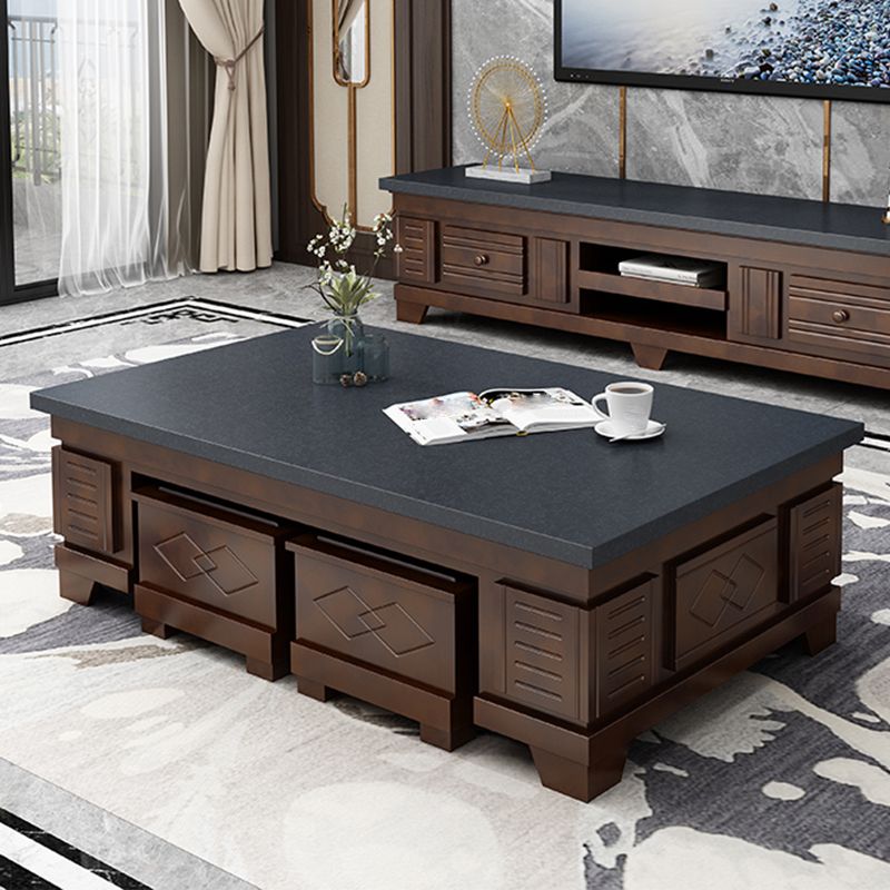 Modern Wood Coffee or End Table with Storage Cocktail Table Rectangular in Black Clearhalo 'Coffee & Accent Tables' 'Coffee Tables' 'coffee_tables' 'furn' 'furn_coffee_tables' 'Furniture' 'Living Room Furniture' 1200x1200_d15df128-ec79-4a4c-a84d-fa37cade1e32