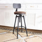 Industrial Metal Barstool Low Back Faux Leather Cushion Footrest Stool with 4 Legs
