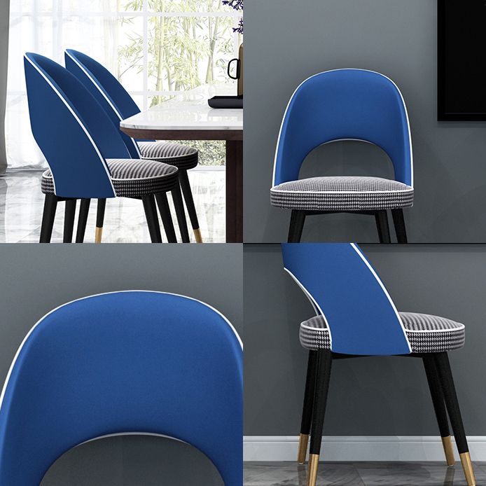 Open Back Dining Side Chair Faux Leather and Wood Armless Dining Chairs