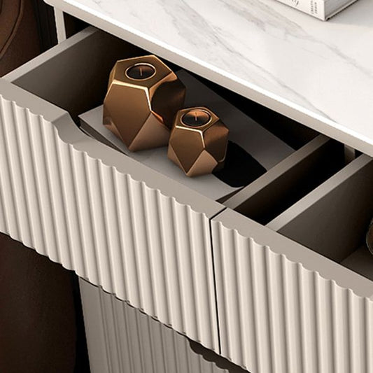 Moderno tavolo a buffet in pietra in pietra in legno ingegnerizzato con cassetto per soggiorno