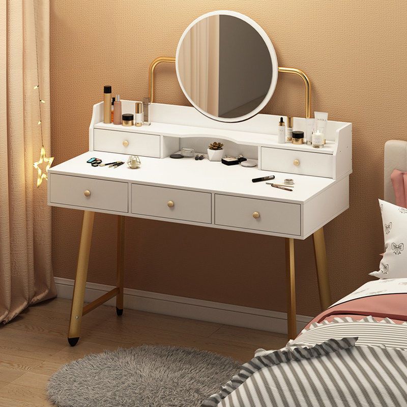 Scandinavian Wooden Dressing Table Mirror Make-up Vanity with Drawers Clearhalo 'Bedroom Furniture' 'furn' 'furn_makeup_vanities' 'Furniture' 'Makeup Vanities' 'makeup_vanities' 1200x1200_d164770c-941d-484b-9340-b4fa446e7697