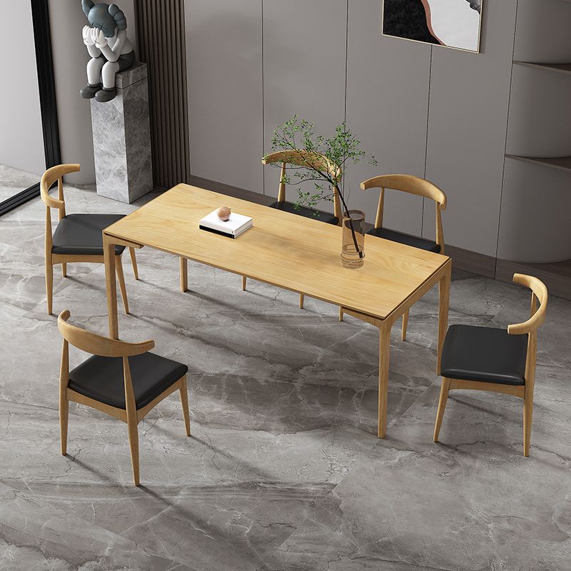 Rectangle Simplicity Dining Table Wood Color Fixed Table with Pinewood Solid Wood Clearhalo ' dining_table' 'Dining Tables & Seating' 'Dining Tables' 'furn' 'furn_dining_table' 'Furniture' 'furniture_dining_table' 'Kitchen & Dining Furniture' 'kitchen&dining_furn' 'kitchen' 'kitchen_dining_table' 1200x1200_d1660bb6-5d64-4eee-b62e-bed41cca7eda