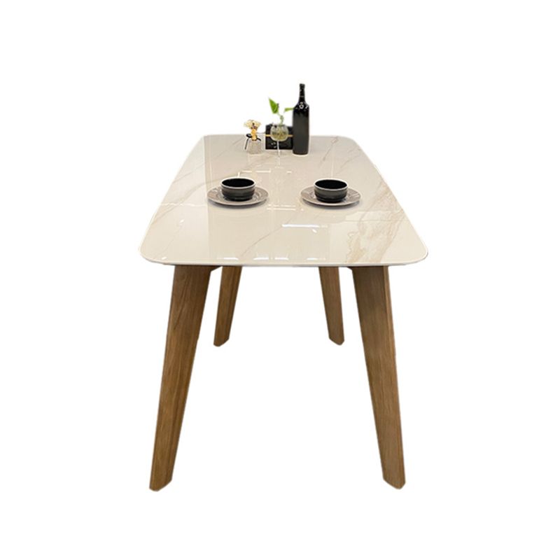 Modern Rectangle Dining Table Sintered Stone Dinner Table with Wooden Legs Clearhalo 'Dining Tables & Seating' 'Dining Tables' 'dining_table' 'furn' 'furn_dining_table' 'Furniture' 'Kitchen & Dining Furniture' 1200x1200_d167816e-3200-4bb4-ae17-d17ad93d7dca