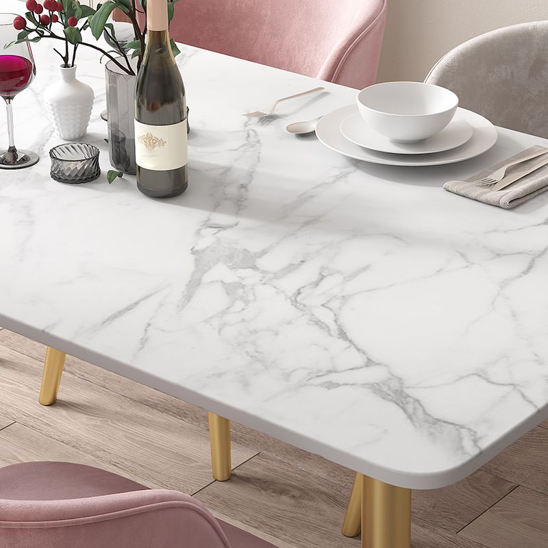 Modern Rectangle Shape White Dining Set Standard Sintered Stone Top Dining Set for Kitchen Clearhalo 'Dining Room Sets' 'Dining Tables & Seating' 'dining_room_set' 'furn' 'furn_dining_room_set' 'Furniture' 'furniture_dining_room_set' 'Kitchen & Dining Furniture' 'kitchen&dining_furn' 'kitchen' 1200x1200_d168c9d8-d98e-43af-897d-b50e7f77e58c