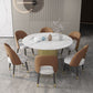 Glam 1/7 Pieces Dining Set Circular Stone Dining Table for Kitchen Clearhalo 'Dining Room Sets' 'Dining Tables & Seating' 'dining_room_set' 'furn' 'furn_dining_room_set' 'Furniture' 'furniture_dining_room_set' 'Kitchen & Dining Furniture' 1200x1200_d169b8ca-a398-42e4-ab6e-08de38c0ab6b