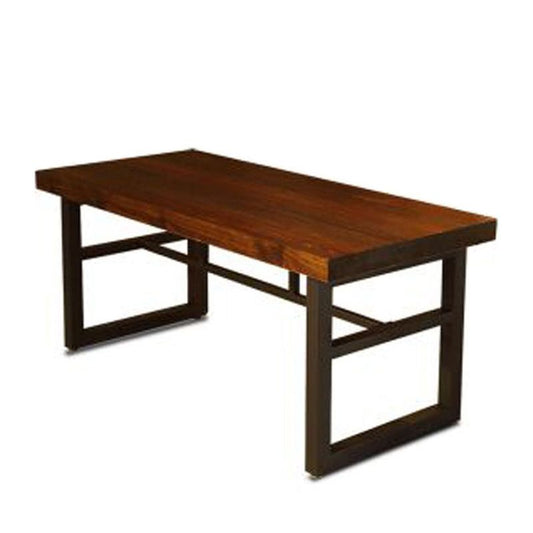 Wood Top Dining Table Industrial Rectangle Table with Sled Base