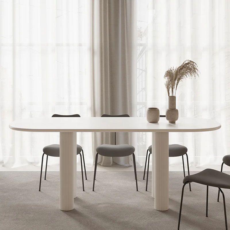 Modern White Dining Table Solid Wood Dinner Table for Dining Room