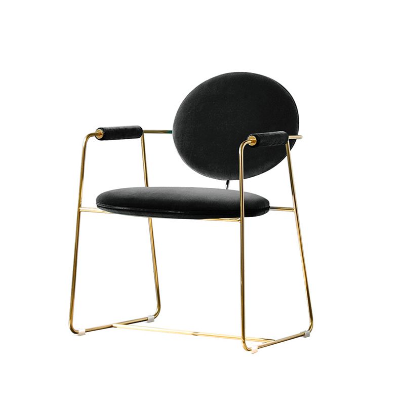 Sedia a braccio imbottita sedia da pranzo a base d'oro per sala da pranzo