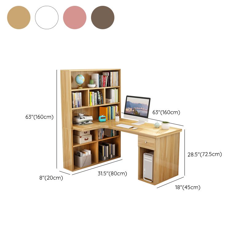 Modern Home Office Desk Pedestal Base Writing Desk Storage Shelves and Drawers Clearhalo 'furn' 'furn_office_desk' 'Furniture' 'Office Desks' 'Office Furniture' 'office_desk' 1200x1200_d16f8787-febc-40e9-bce6-a584509b9d51