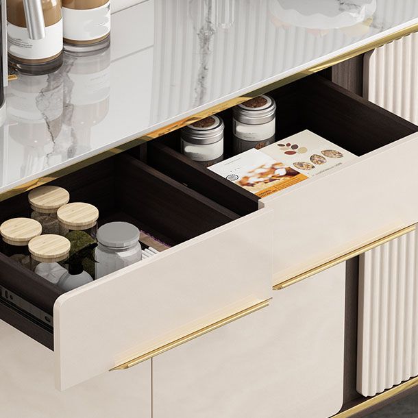 Glam -dressoir kaststeen en gemanipuleerd houten eetbuffet