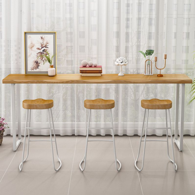 Rectangle de table de bar à bois massif rectangle Ensemble de comptoir 1/4 pièces avec tabourets sans dos