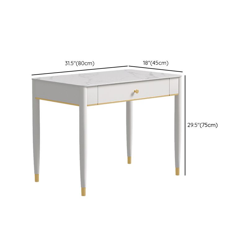 Descripción de escritura de piedra contemporánea Desk White Office White Office Base Base con cajón