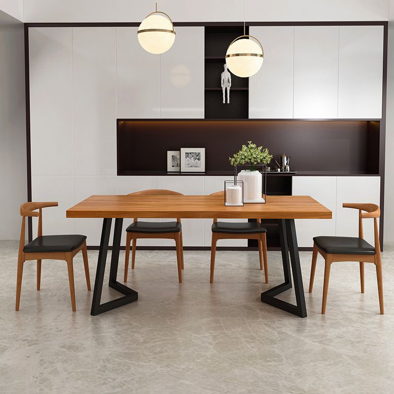Juego de comedor rectangular de 1/2/5/7 piezas, mesa de comedor de madera maciza con sillas de cuero