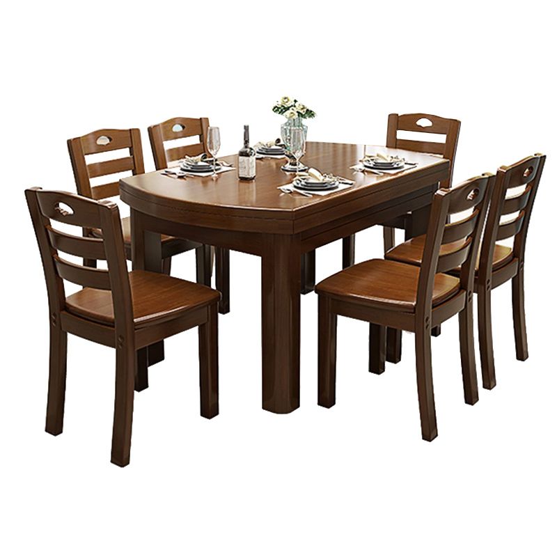 Brown Solid Wood Dining Table for Home Modern Foldable Dinette Table Clearhalo 'Dining Tables & Seating' 'Dining Tables' 'dining_table' 'furn' 'furn_dining_table' 'Furniture' 'Kitchen & Dining Furniture' 1200x1200_d17247f3-02ef-4025-8663-46a24d0ddaed