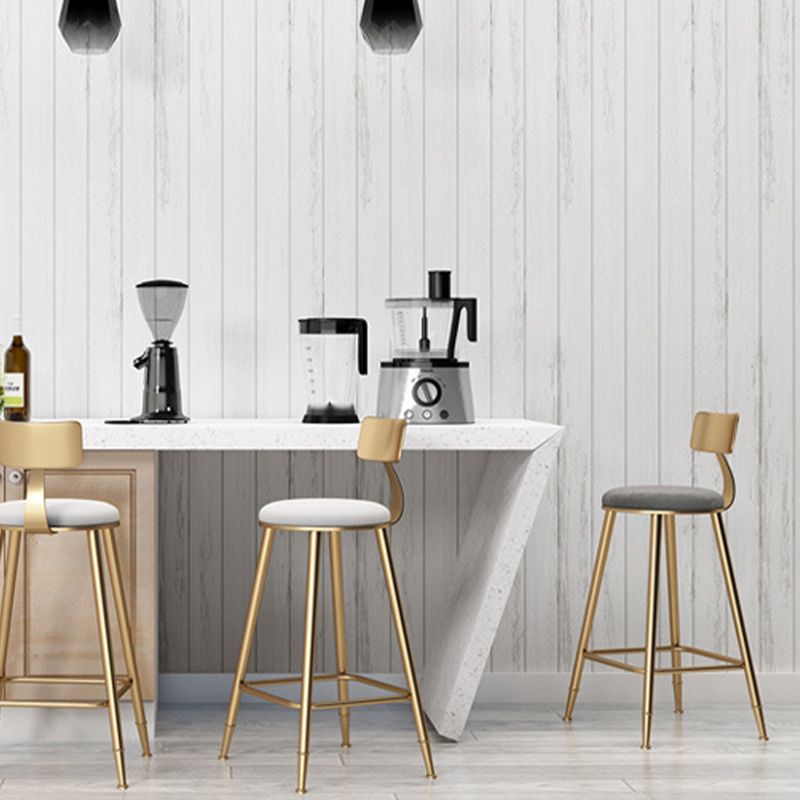 Taburete de bar de hierro con respaldo sin brazos Glam, taburete con cojín para tienda de té con leche