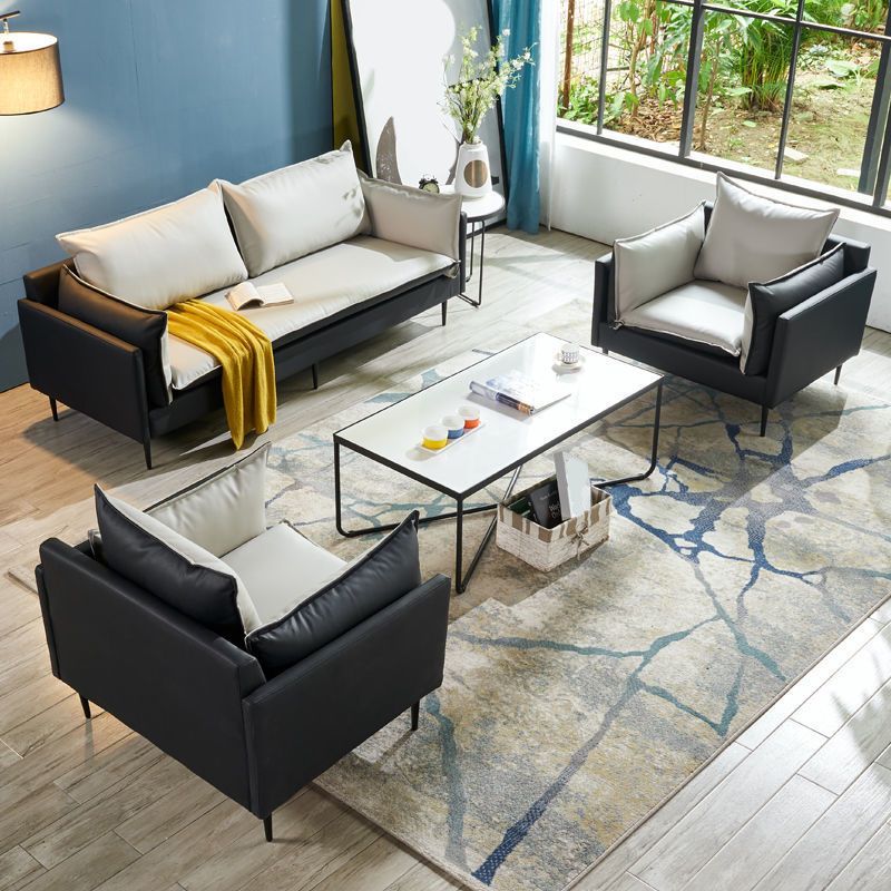 Modern Style Square Armrest Sponge Cushion Wear Resistant Napa Leather Sofa Clearhalo 'furn' 'furn_sofas' 'Furniture' 'furniture_sofas' 'kitchen' 'kitchen_sofas' 'Living Room Furniture' 'Sofa' 'sofas' 1200x1200_d172ffe9-3c1f-4553-8a15-3c7a9dcb28cd