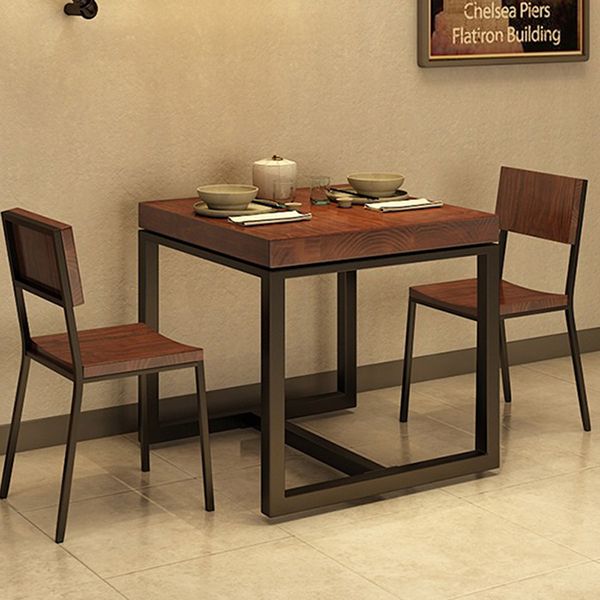 Industrial Solid Wood Dinner Room Kitchen Table Brown Square Table for Dinning Room Clearhalo ' dining_table' 'Dining Tables & Seating' 'Dining Tables' 'furn' 'furn_dining_table' 'Furniture' 'furniture_dining_table' 'Kitchen & Dining Furniture' 'kitchen&dining_furn' 'kitchen' 'kitchen_dining_table' 1200x1200_d1735ada-09de-479b-86c5-84e6f4708147