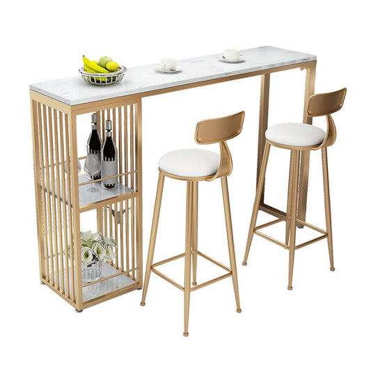 Modern Bar Table Set 1/2/3/5/7 Pcs Faux Marble Rectangular Bar Set for Indoor