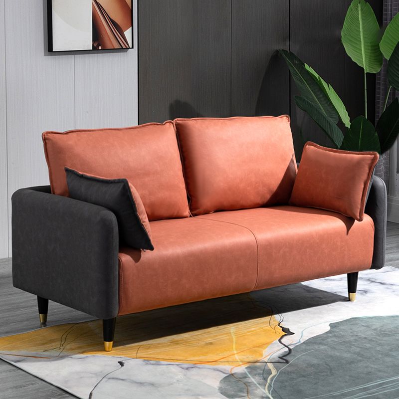29.92" H Faux Leather Square Arm Modern Sofa with 2 Pillows for Living Room, Apartment Clearhalo 'furn' 'furn_sofas' 'Furniture' 'furniture_sofas' 'kitchen' 'kitchen_sofas' 'Living Room Furniture' 'Sofa' 'sofas' 1200x1200_d1746dac-bb62-454d-8355-2a1c7ac6faa1