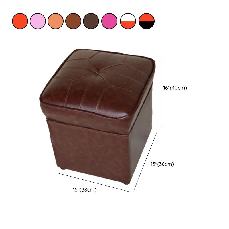 Mid-Century Modern Pouf Ottoman Faux Leather Upholstered Solid Color Square Ottoman Clearhalo 'furn' 'furn_ottomans_poufs' 'Furniture' 'Living Room Furniture' 'Ottomans & Poufs' 'ottomans_poufs' 1200x1200_d174a799-bab2-4dcc-bbf5-79d44d26f708