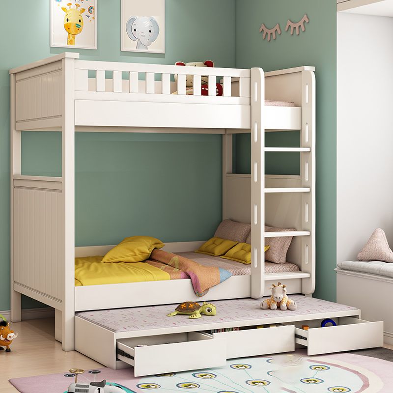 Wood Mattress Included Bunk Bed Solid Color Rectangular Bunk Bed